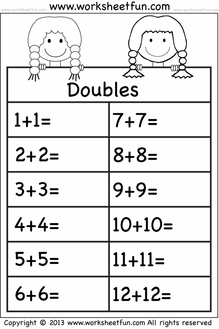 Free Printable Doubles Worksheets Worksheets Template Free Free printable doubles worksheets worksheets template free