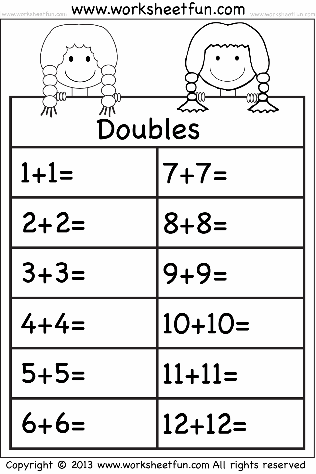 Addition Doubles 1 Worksheet FREE Printable Worksheets Worksheets Library