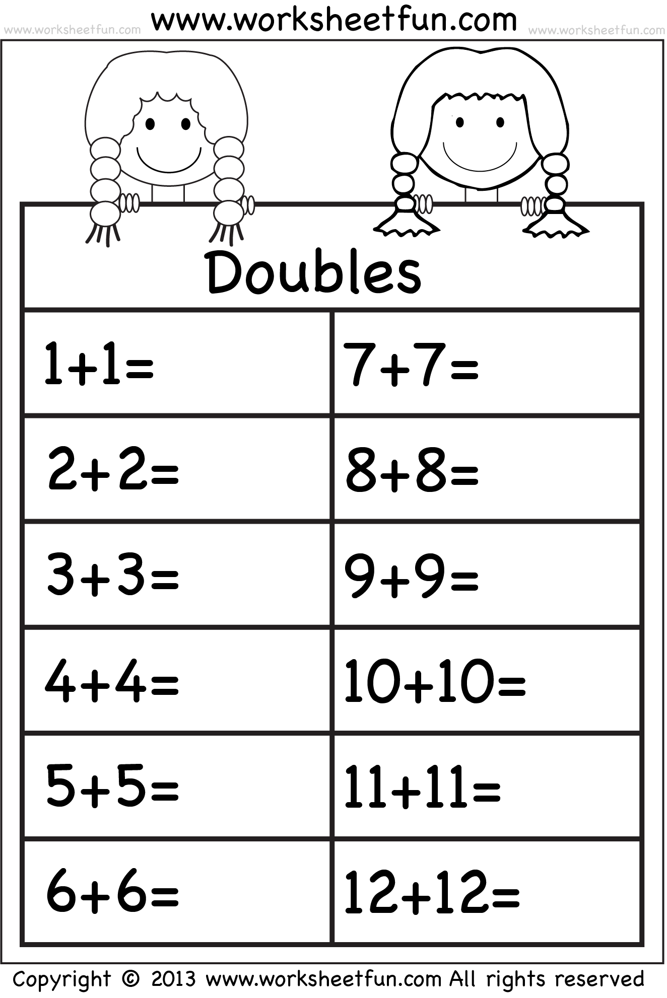 Addition Doubles 1 Worksheet FREE Printable Worksheets Worksheets Library Addition Doubles 1 Worksheet FREE Printable Worksheets Worksheets Library