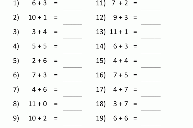 Addition To 20 Worksheets Free Printable