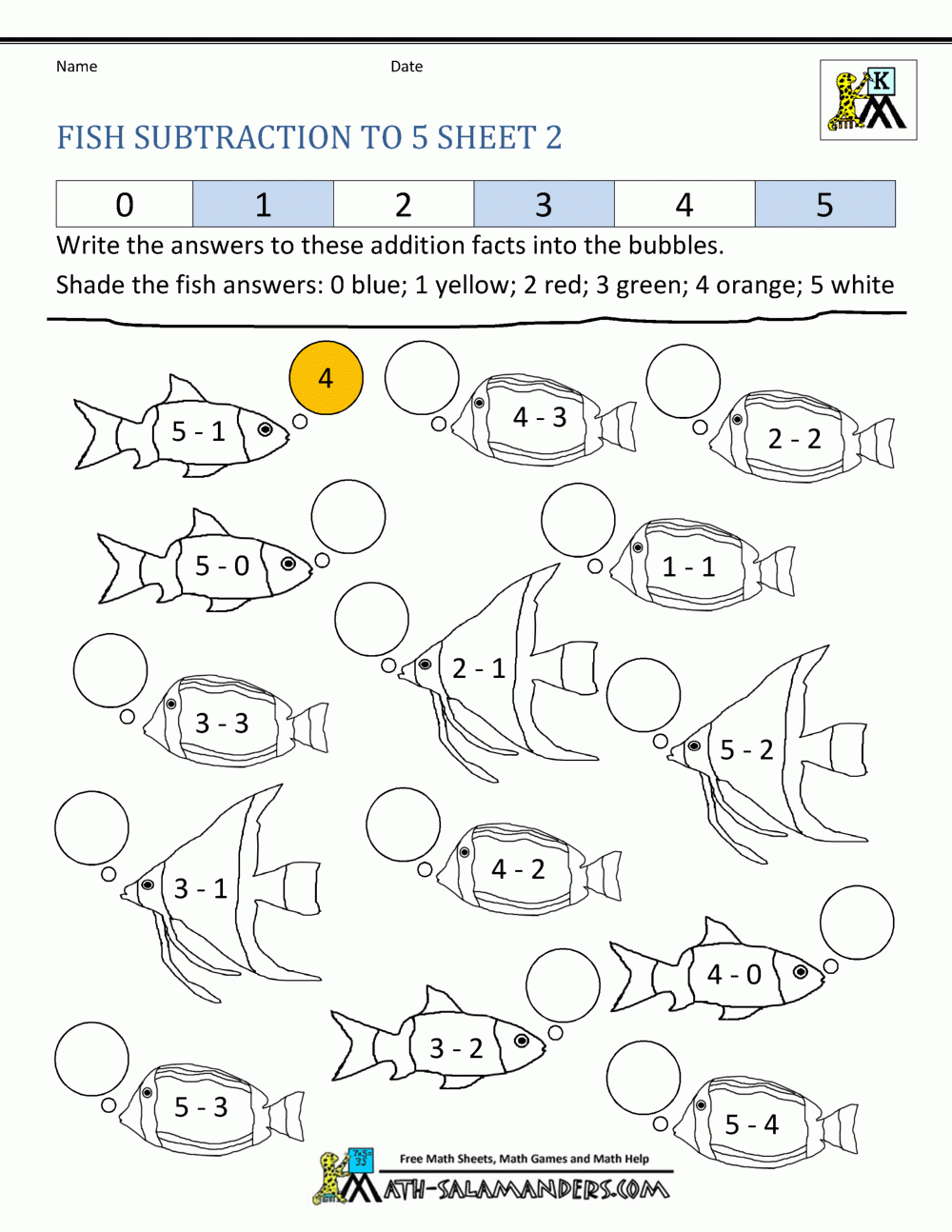 Fish Math Worksheets Kindergarten