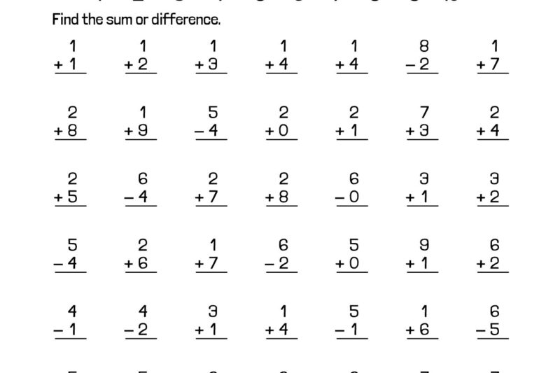 Addition Subtraction Math Worksheets