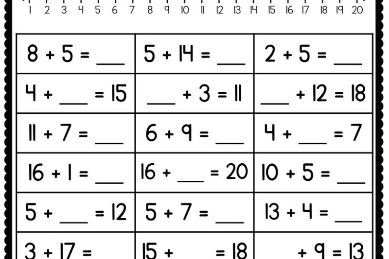 Math Worksheet For Second Graders