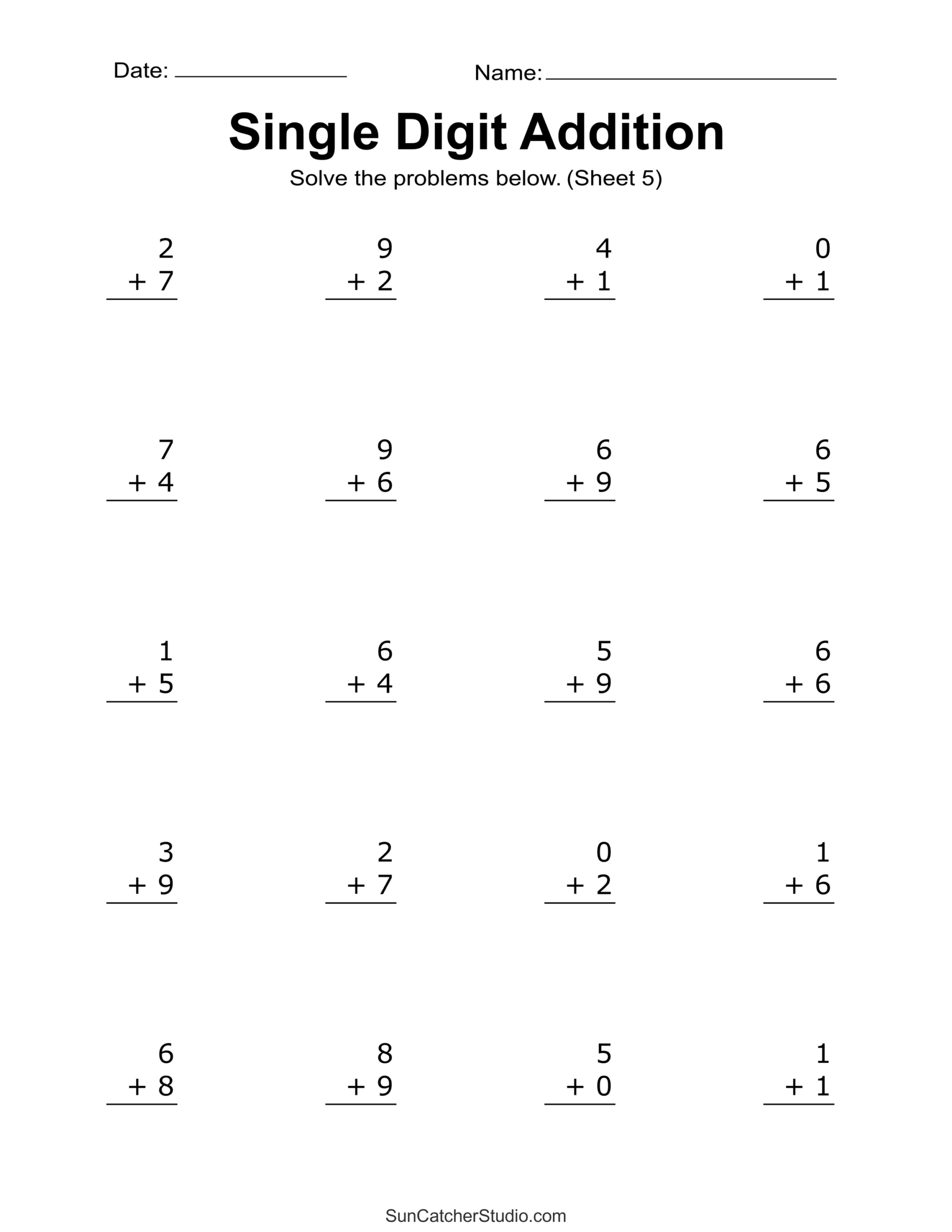Addition Worksheets Free Printable Easy Math Problems Free 