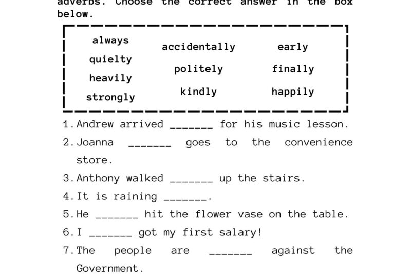 Adverb Worksheets Free Printables 4th Grade