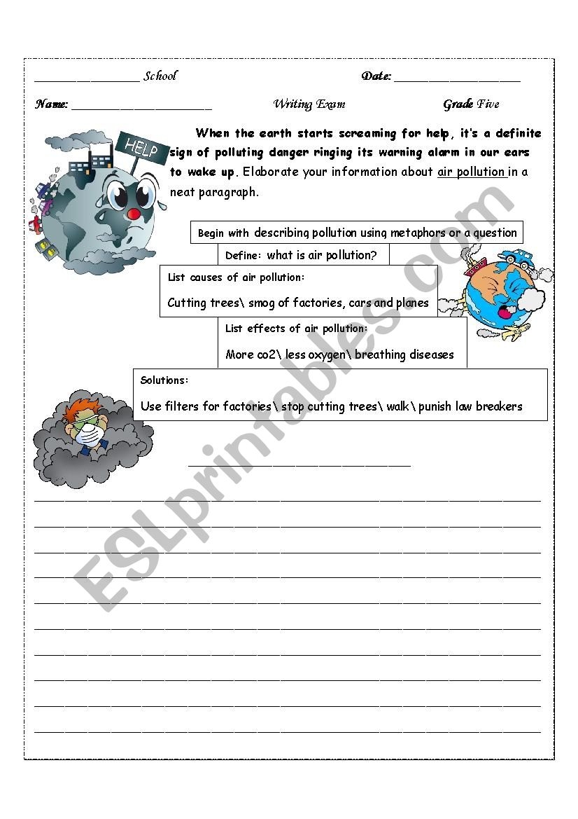 Air Pollution ESL Worksheet By Menessa