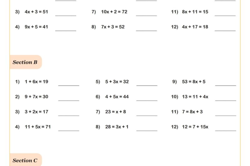Algebra 1 Math Worksheets