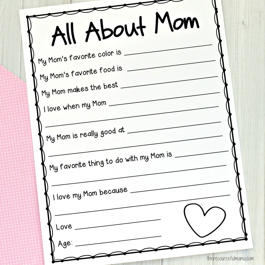 All About Me Mother s Day Survey Free Printable For Kids The 