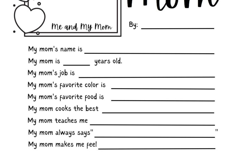 All About My Mom Printabler Preschoolers