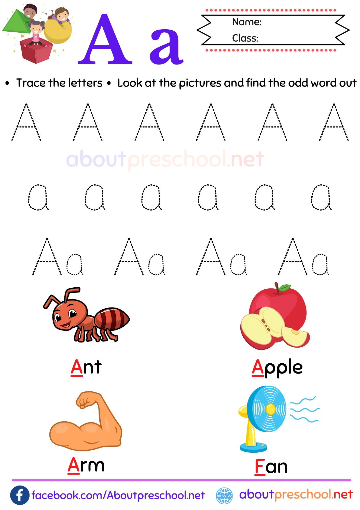 Alphabet Free Printable Preschool Worksheets