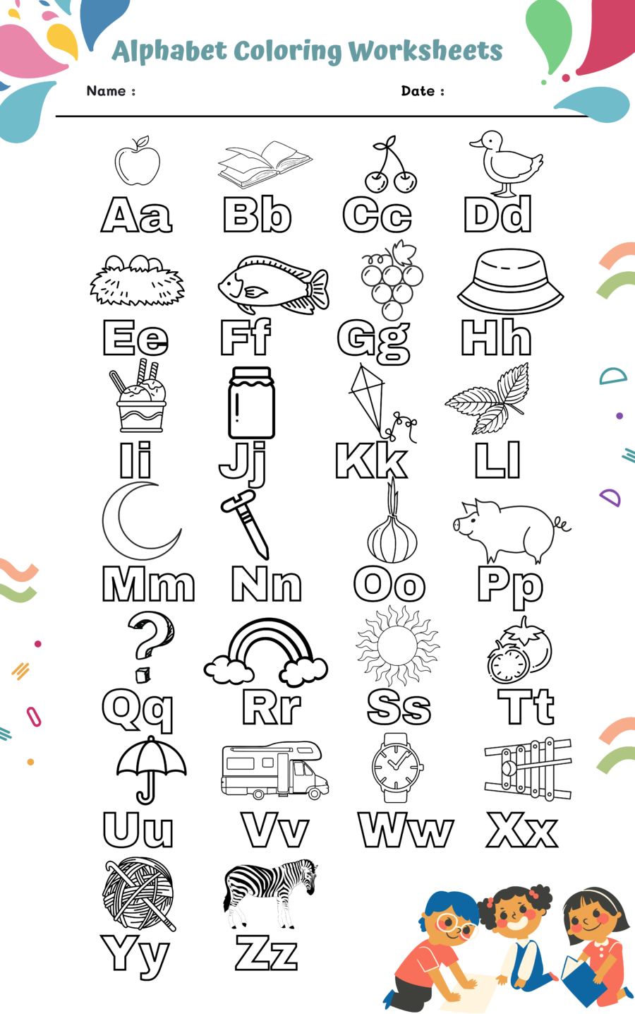 Alphabet Coloring Worksheets WorksheetsGO Alphabet Coloring Worksheets WorksheetsGO