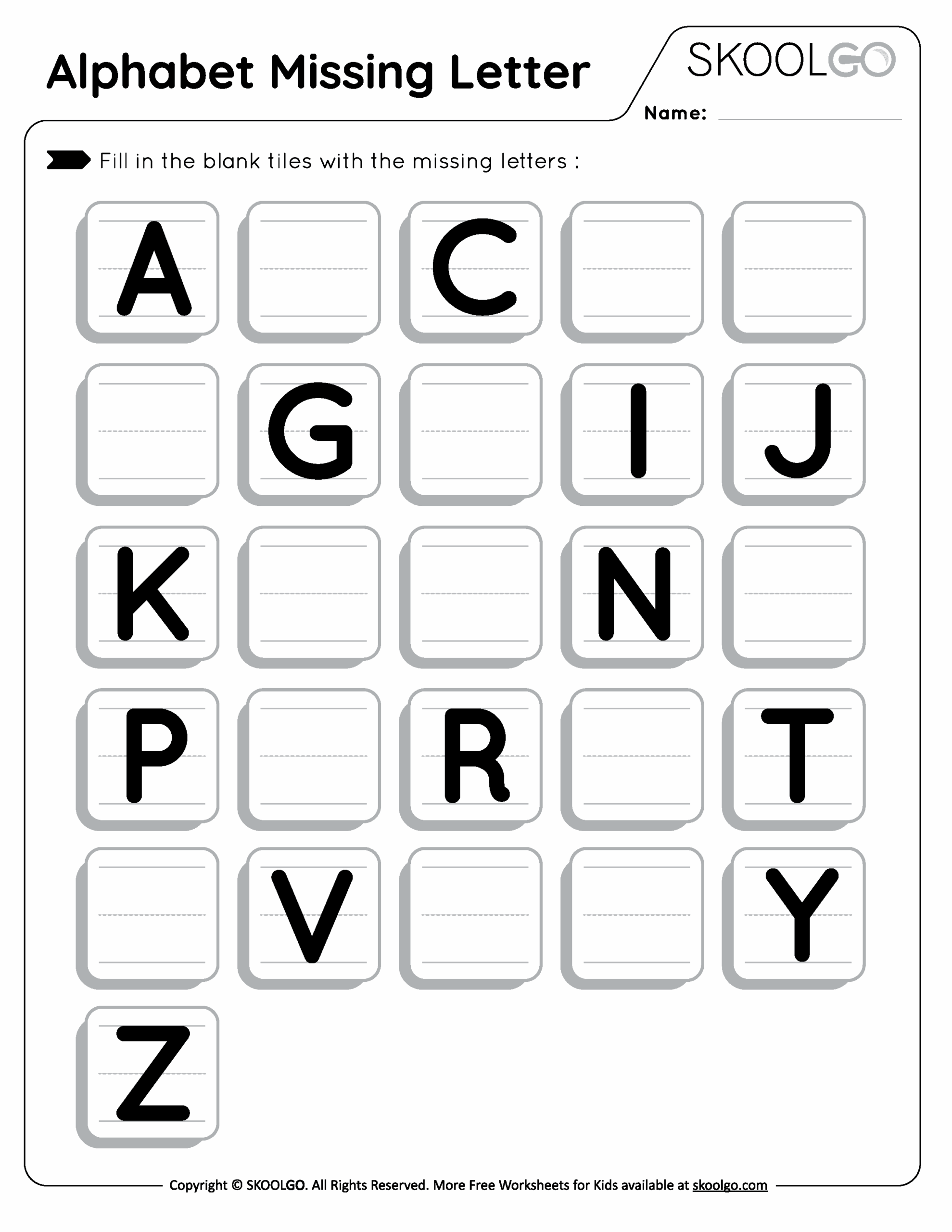 Alphabet Missing Letter Free Worksheet For Kids SKOOLGO Alphabet Missing Letter Free Worksheet For Kids SKOOLGO