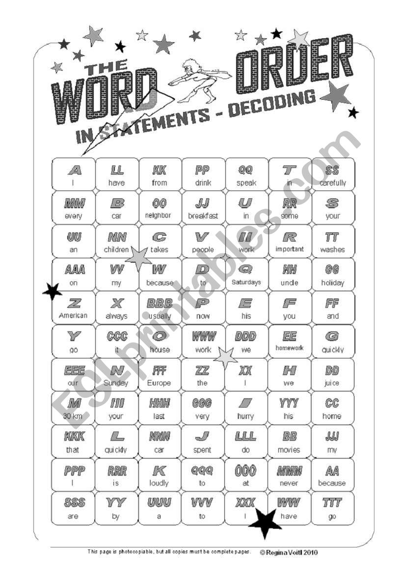Alphabet Revision Refresher Word Order Decoding Activity ESL Worksheet By Blunderbuster Alphabet Revision Refresher Word Order Decoding Activity ESL Worksheet By Blunderbuster