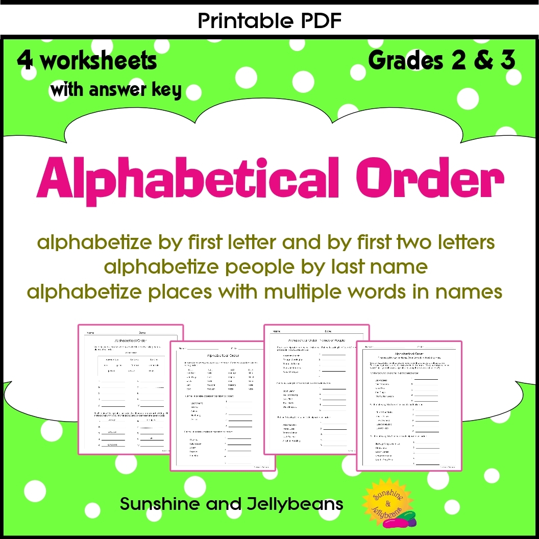 Alphabetical Order Words People And Places 4 Worksheets 