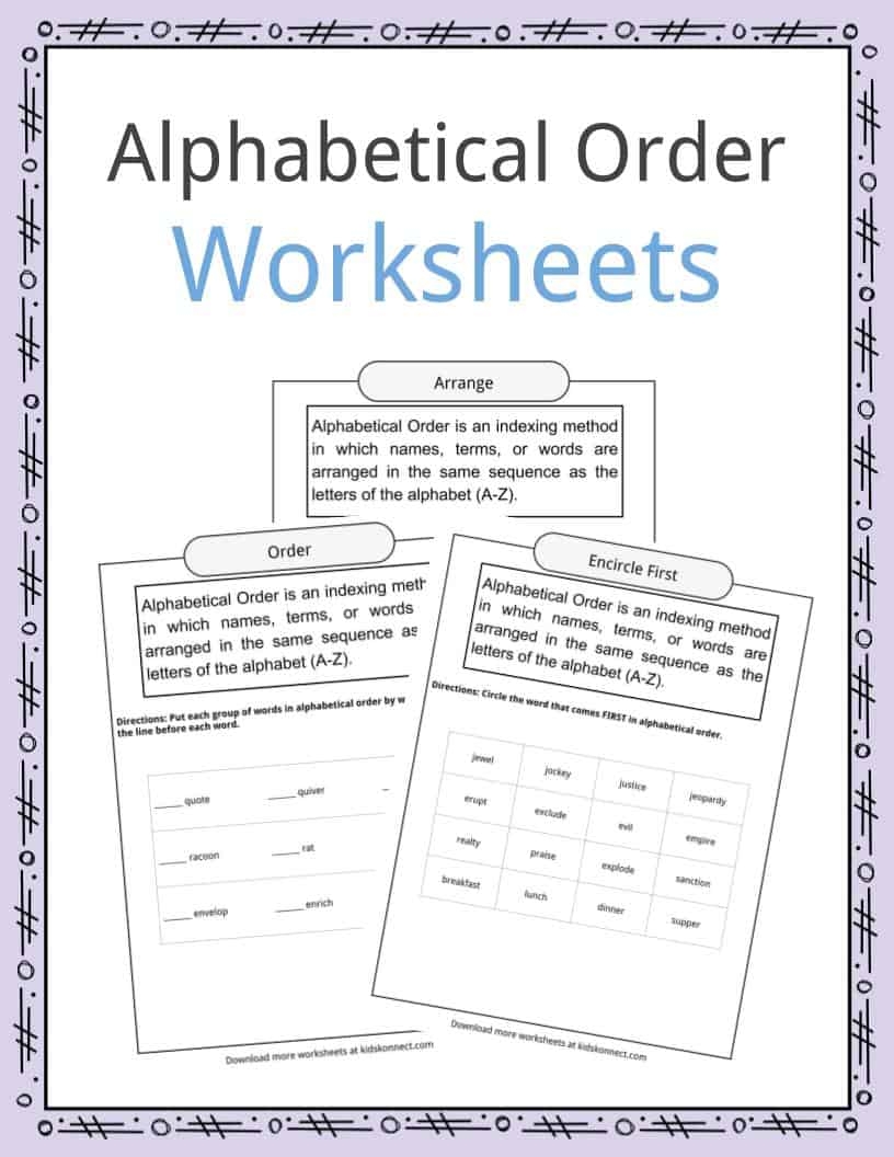 Alphabetical Order Worksheets Examples U0026 Definition KidsKonnect