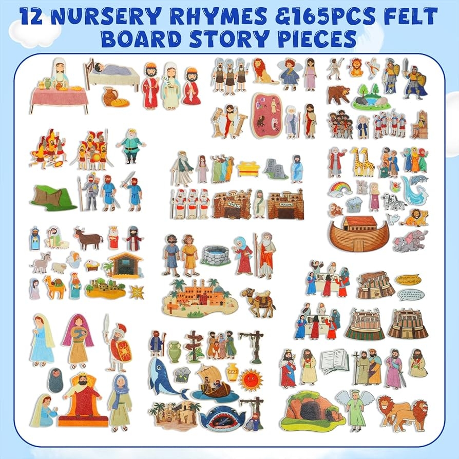 Amazon Windkream 12 Set Felt Board Stories Pieces Set Felt Animals Bible Fairy Tales For Preschool Animals Figures Flannel Board Stories For Toddlers Preschool Kindergarten Storytelling Bible Toys U0026 Games