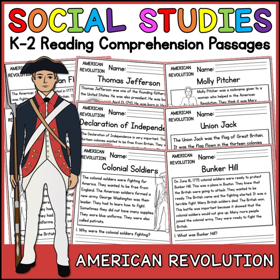 American Revolution Social Studies Reading Comprehension Passages 