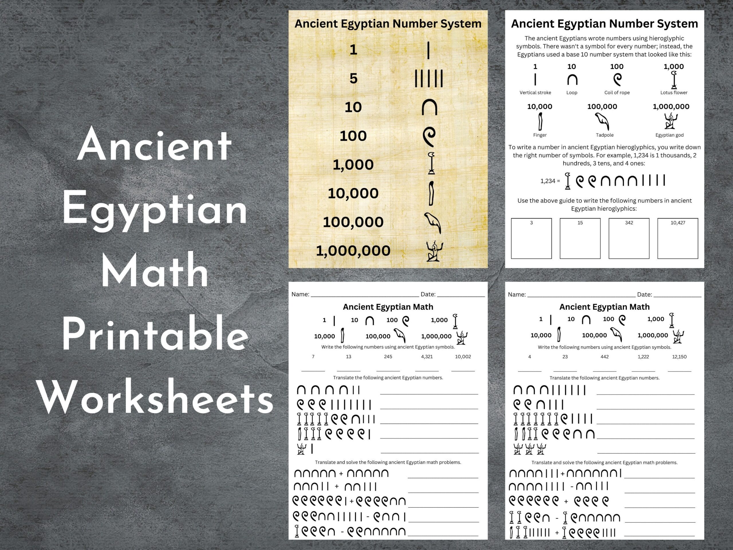 Ancient Egyptian Math Printable Worksheet Kids Ancient Egypt 