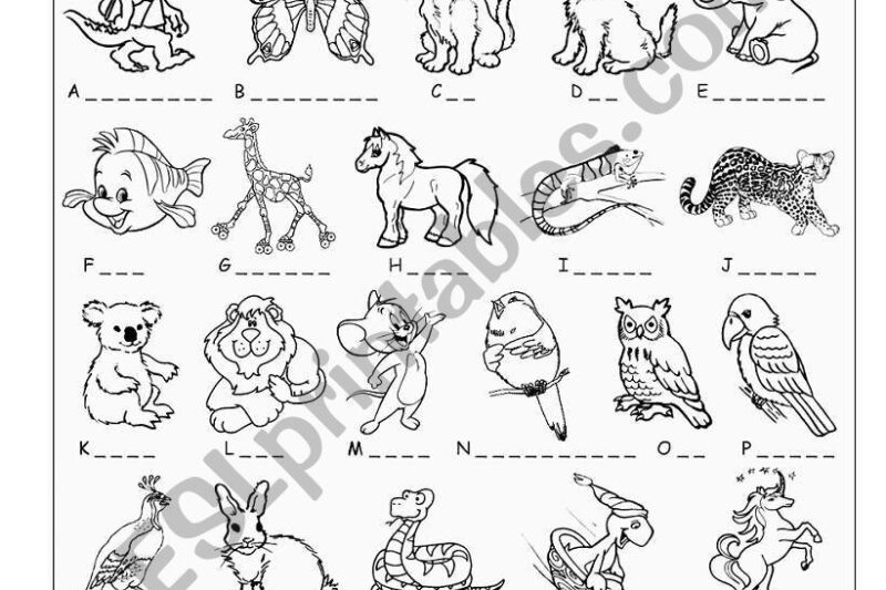Animal Alphabet Printable Worksheets