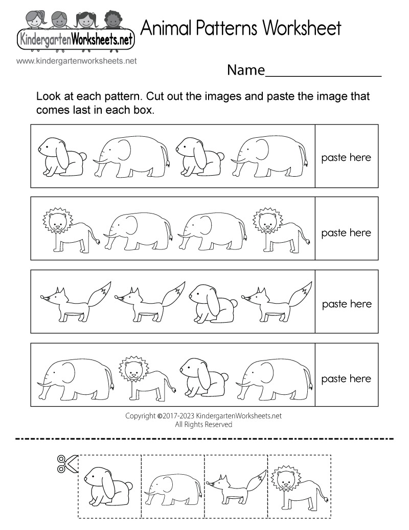 Math Worksheets Patterns Kindergarten