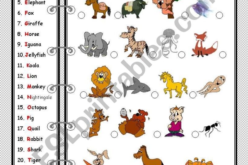 Animal Names Alphabetical Order Worksheet