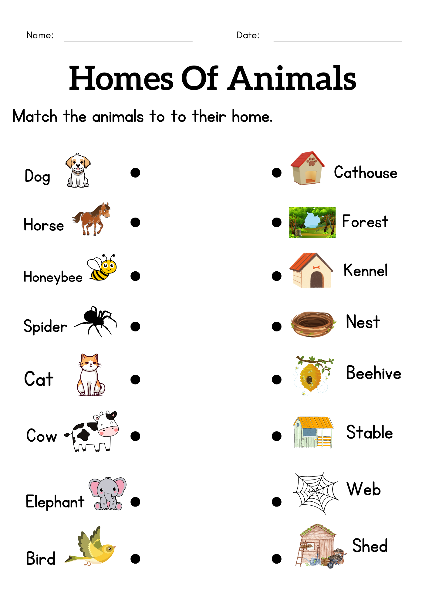 Animals And Their Homes Worksheets For Grade 1 2 3 Homes Of Animals Activity