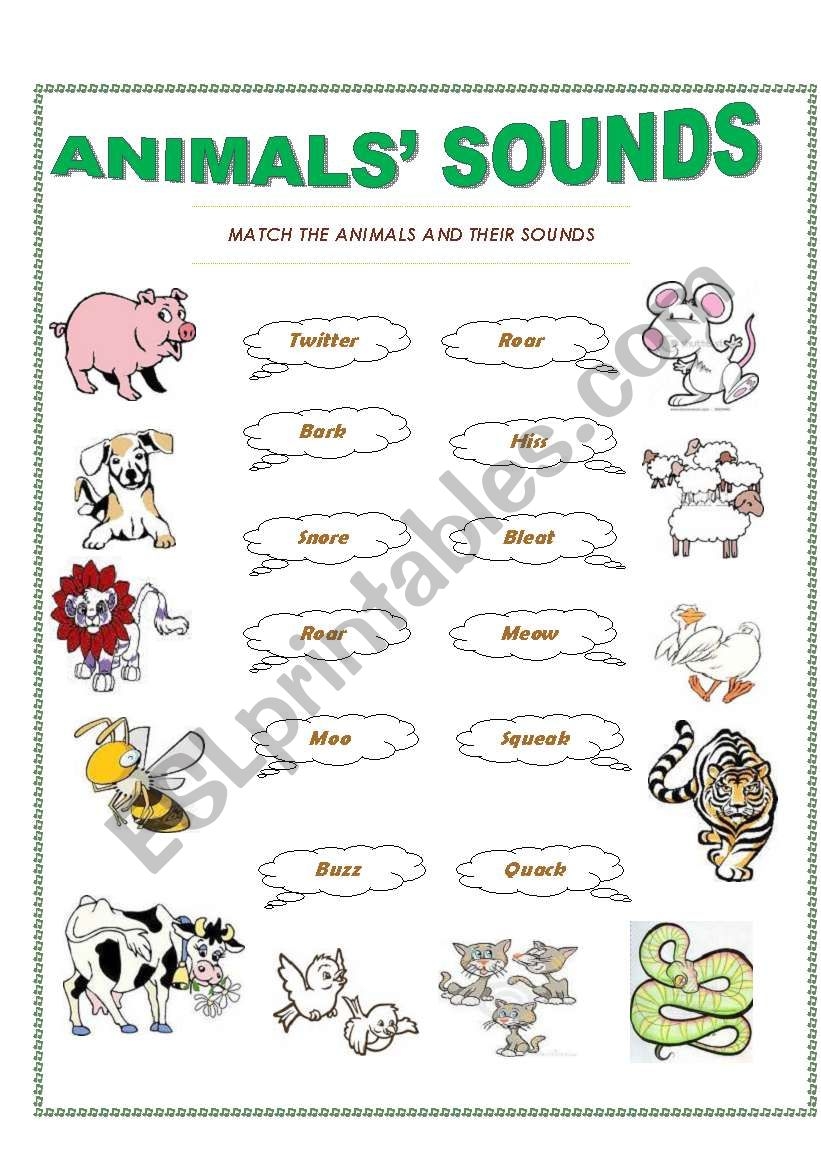 Animals Sounds ESL Worksheet By Trisnagt Animals Sounds ESL Worksheet By Trisnagt