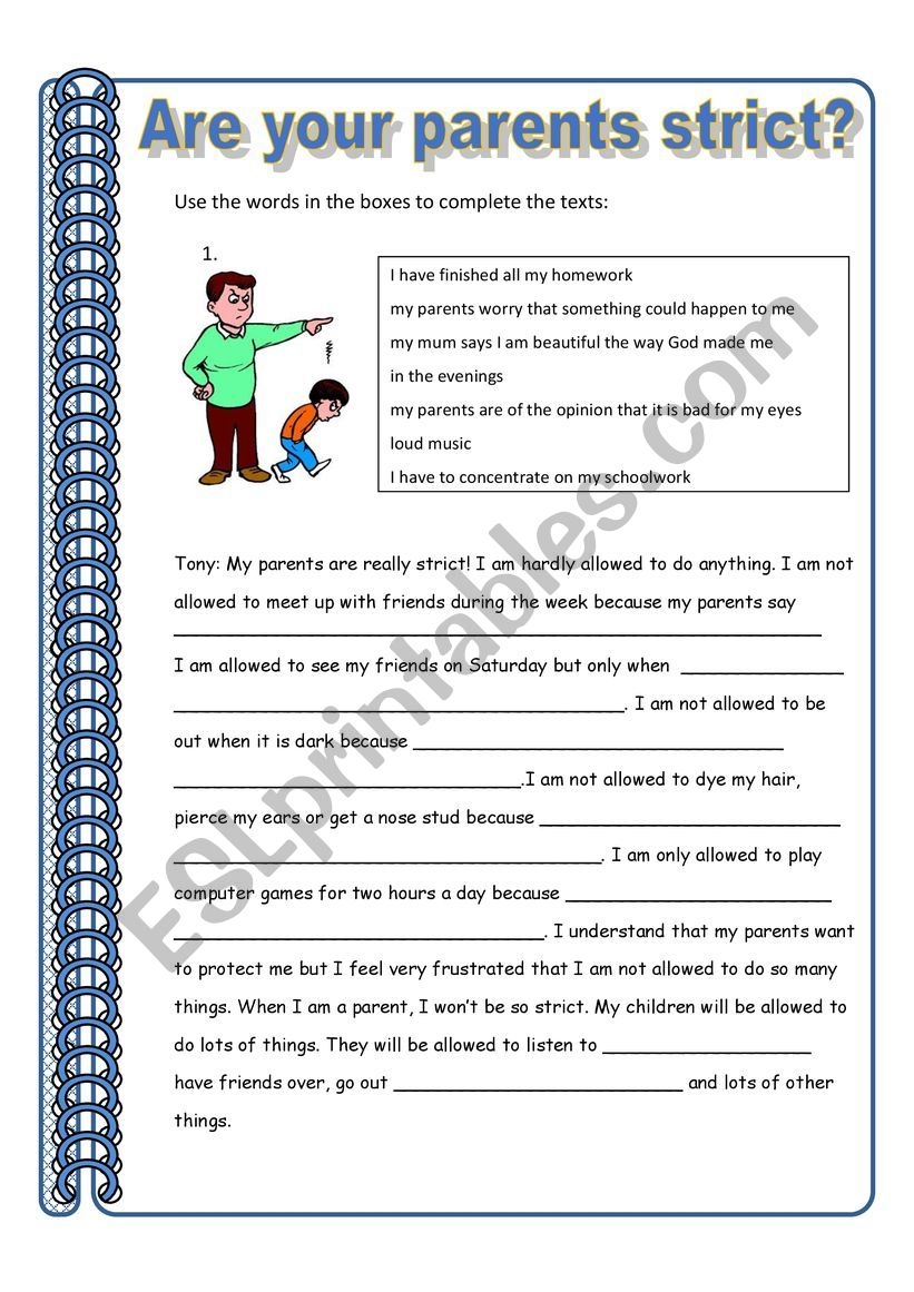 Are Your Parents Strict ESL Worksheet By Englishreader