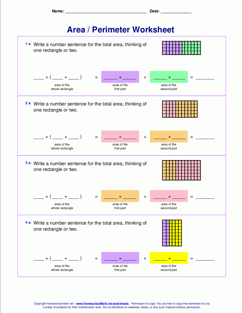 Area And Perimeter Worksheets rectangles And Squares 