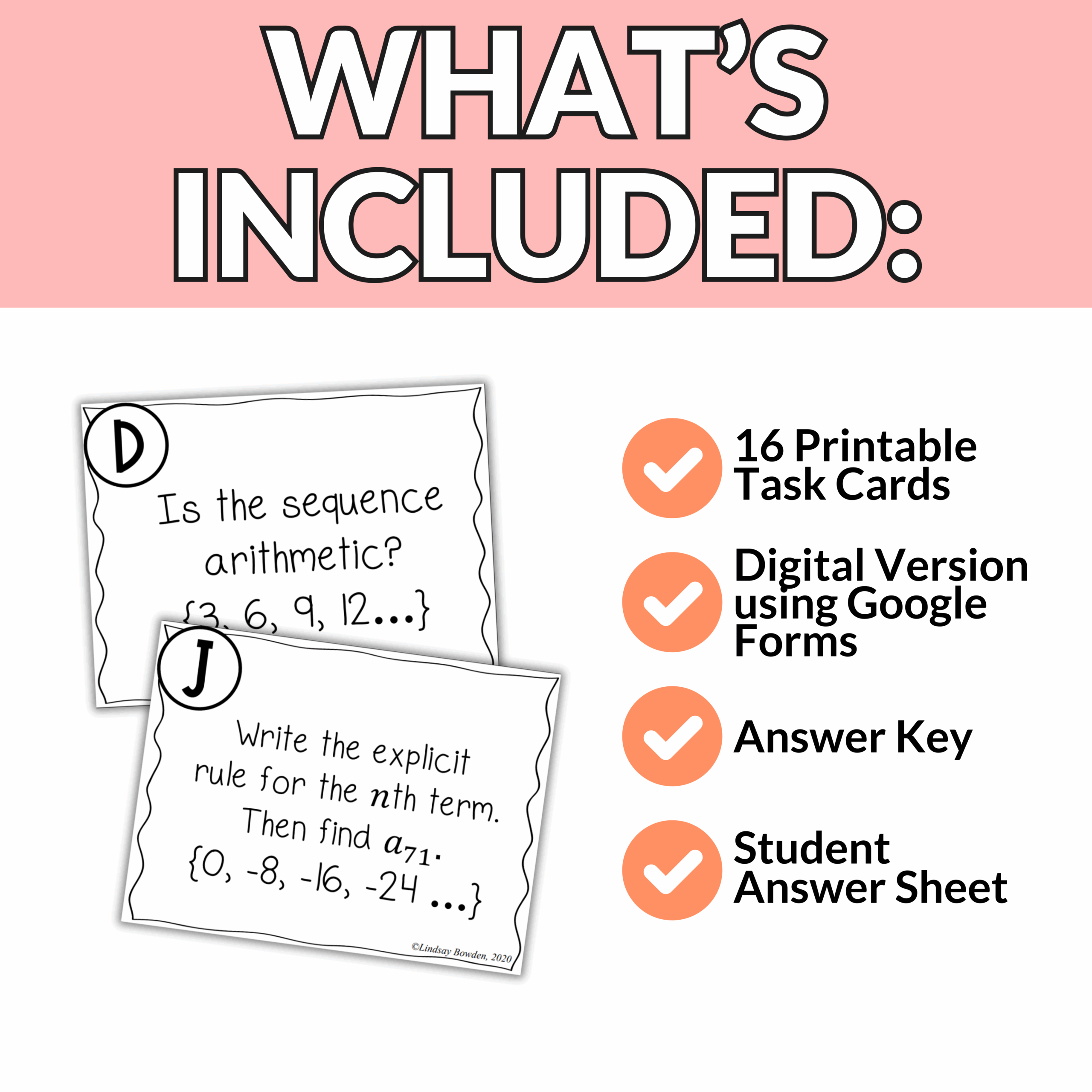Arithmetic Sequences With Recursive And Explicit Rules Task Cards For Algebra 1 Lindsay Bowden