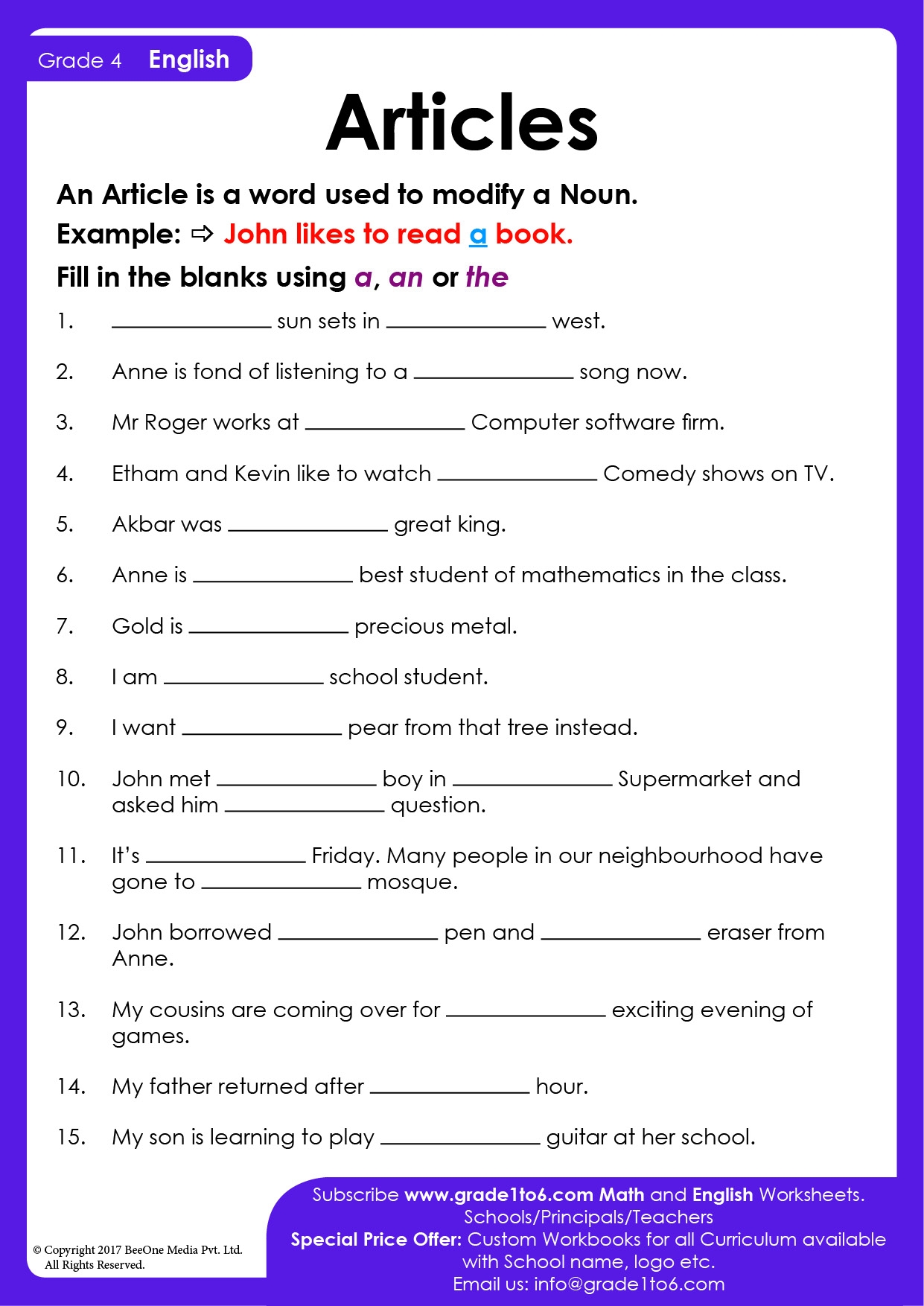 4th Grade Grammar Worksheets Free Printable