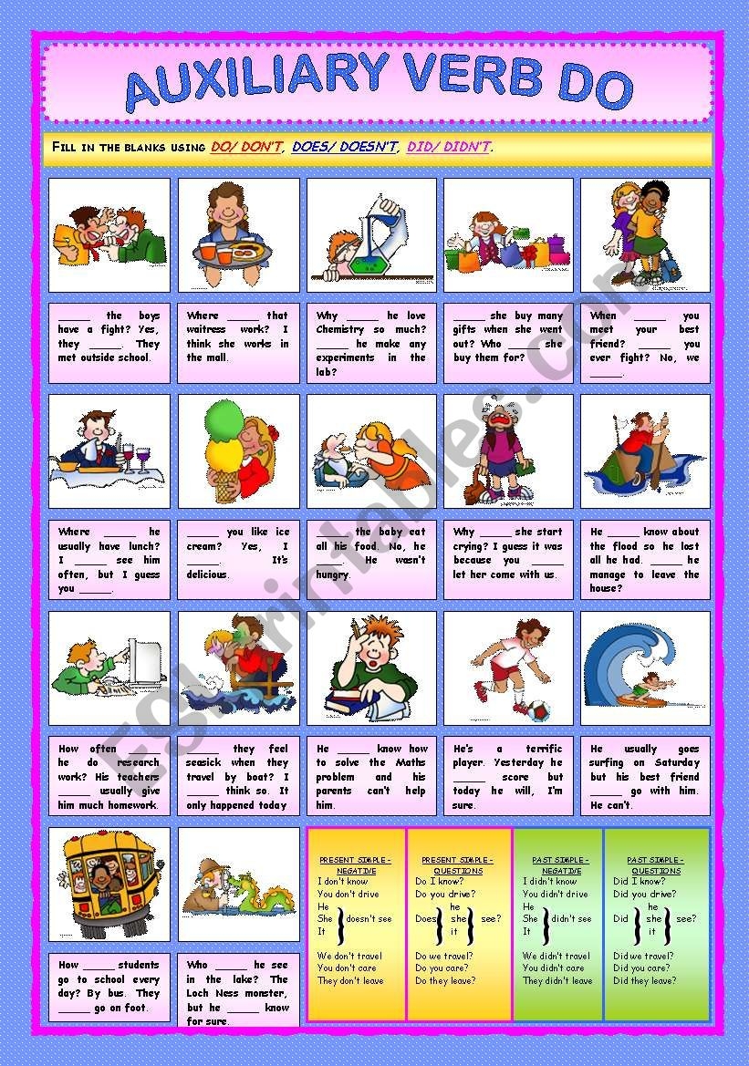 Auxiliary Verb Do ESL Worksheet By Paula esl