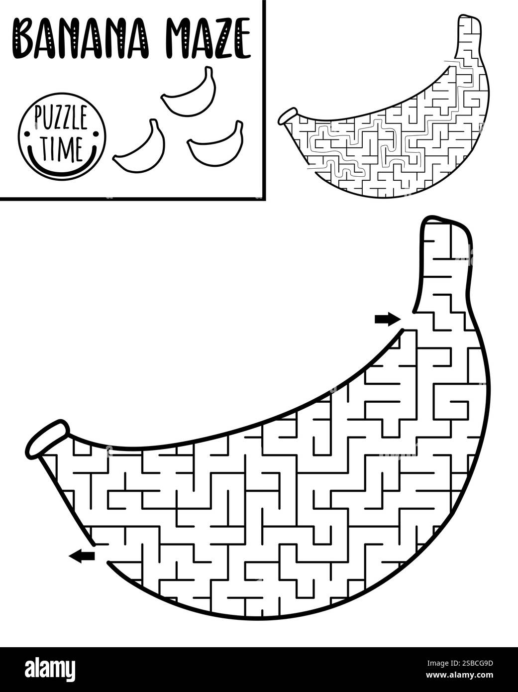 Banana Coloring Page Printable Black And White Stock Photos U0026 Images Alamy
