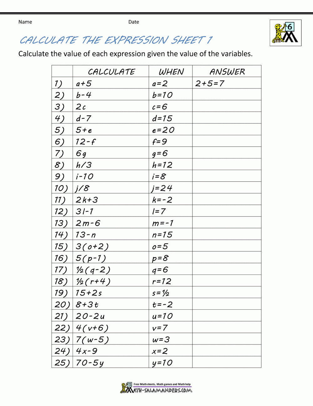 7th Grade Advanced Math Worksheets