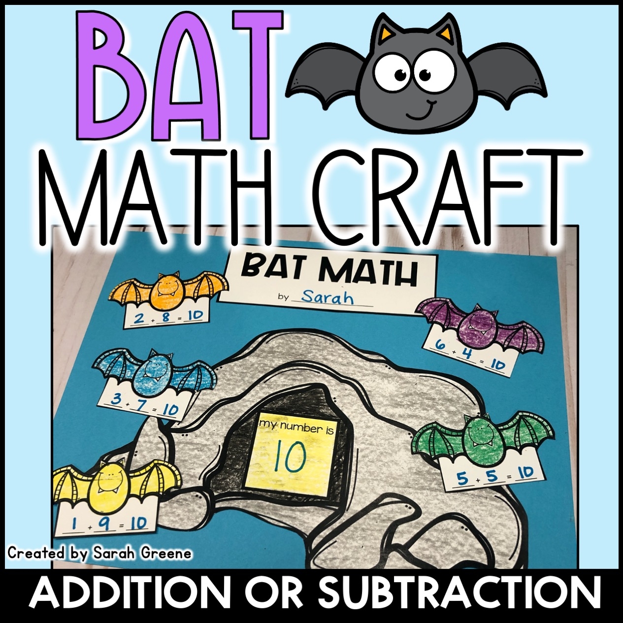 Bat Addition Or Subtraction Math Craft Made By Teachers Bat Addition Or Subtraction Math Craft Made By Teachers