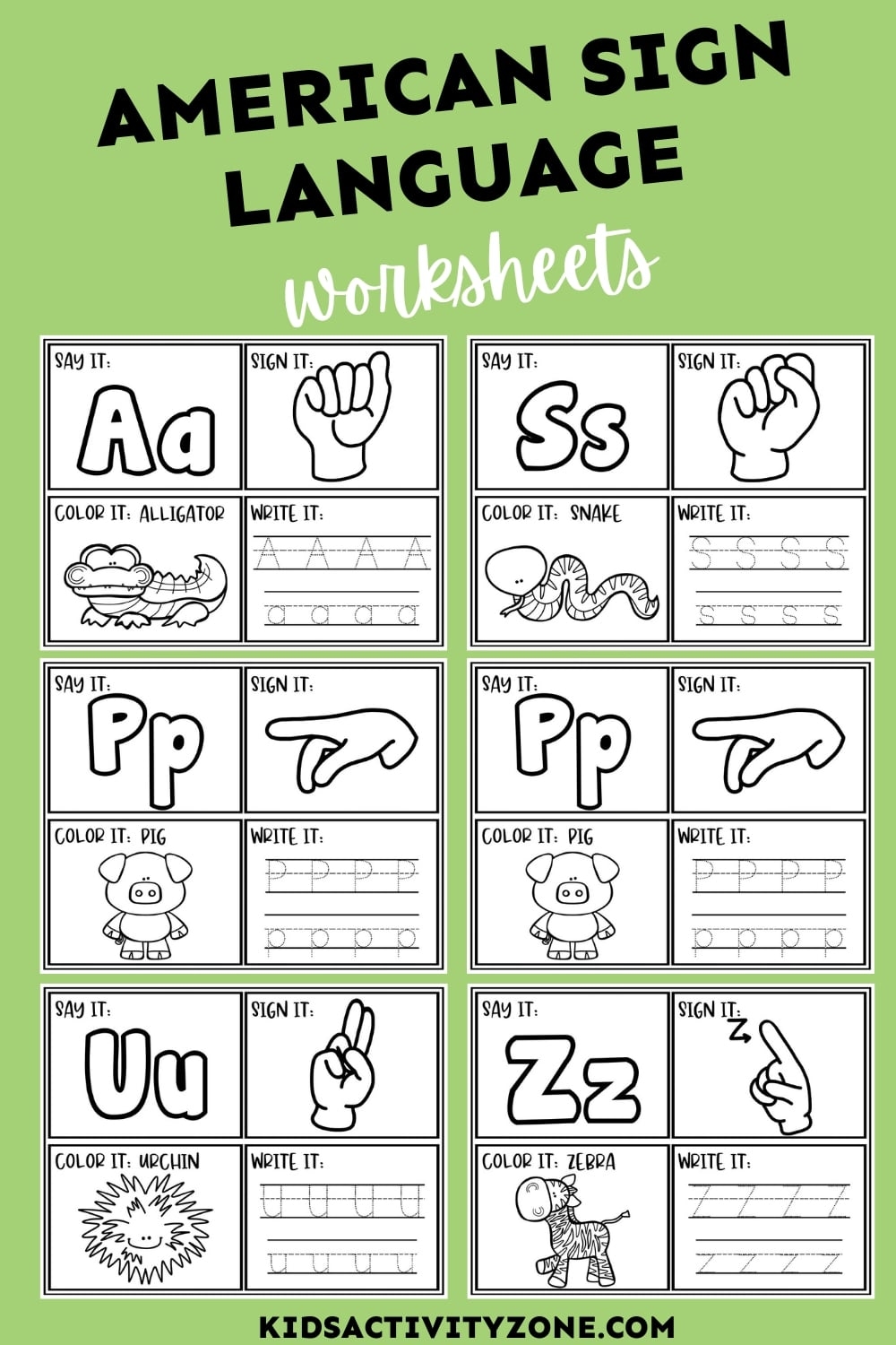 American Sign Language Alphabet Worksheet