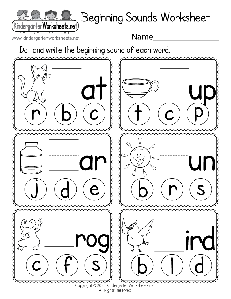 Free Worksheets For Kindergarten