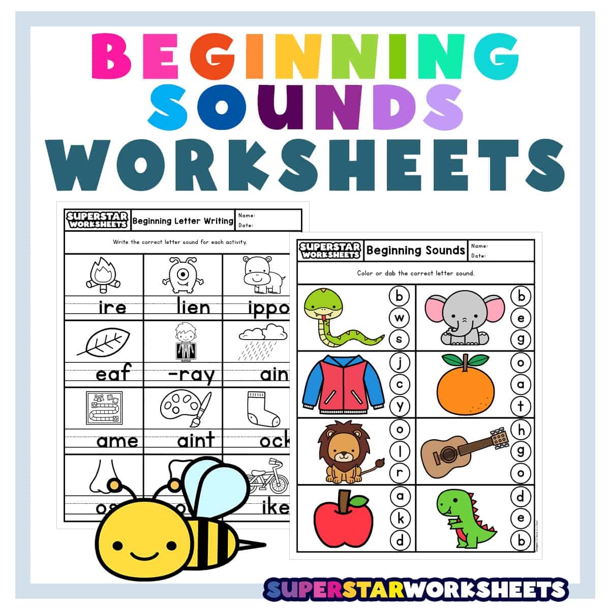 Ending Sounds Kindergarten Worksheets Printable Free