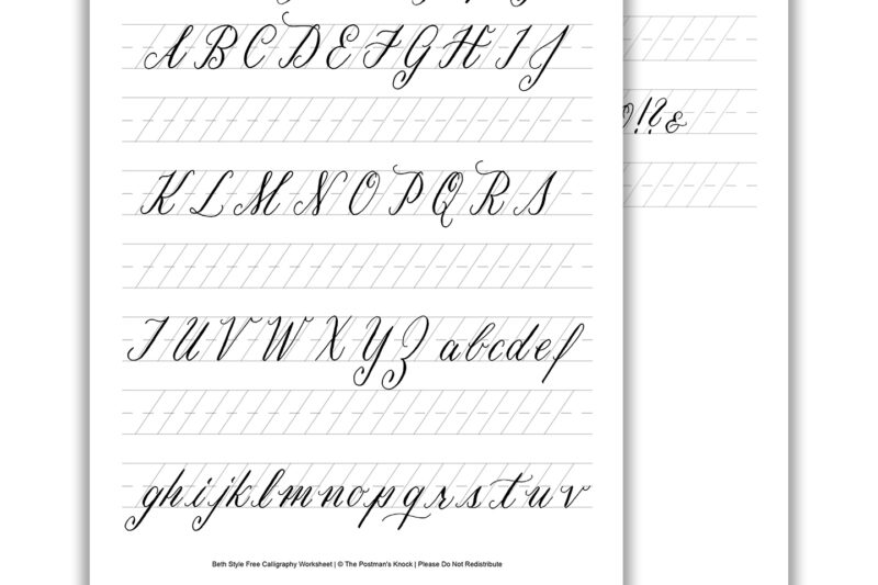 Free Printable Beginner Calligraphy Worksheets