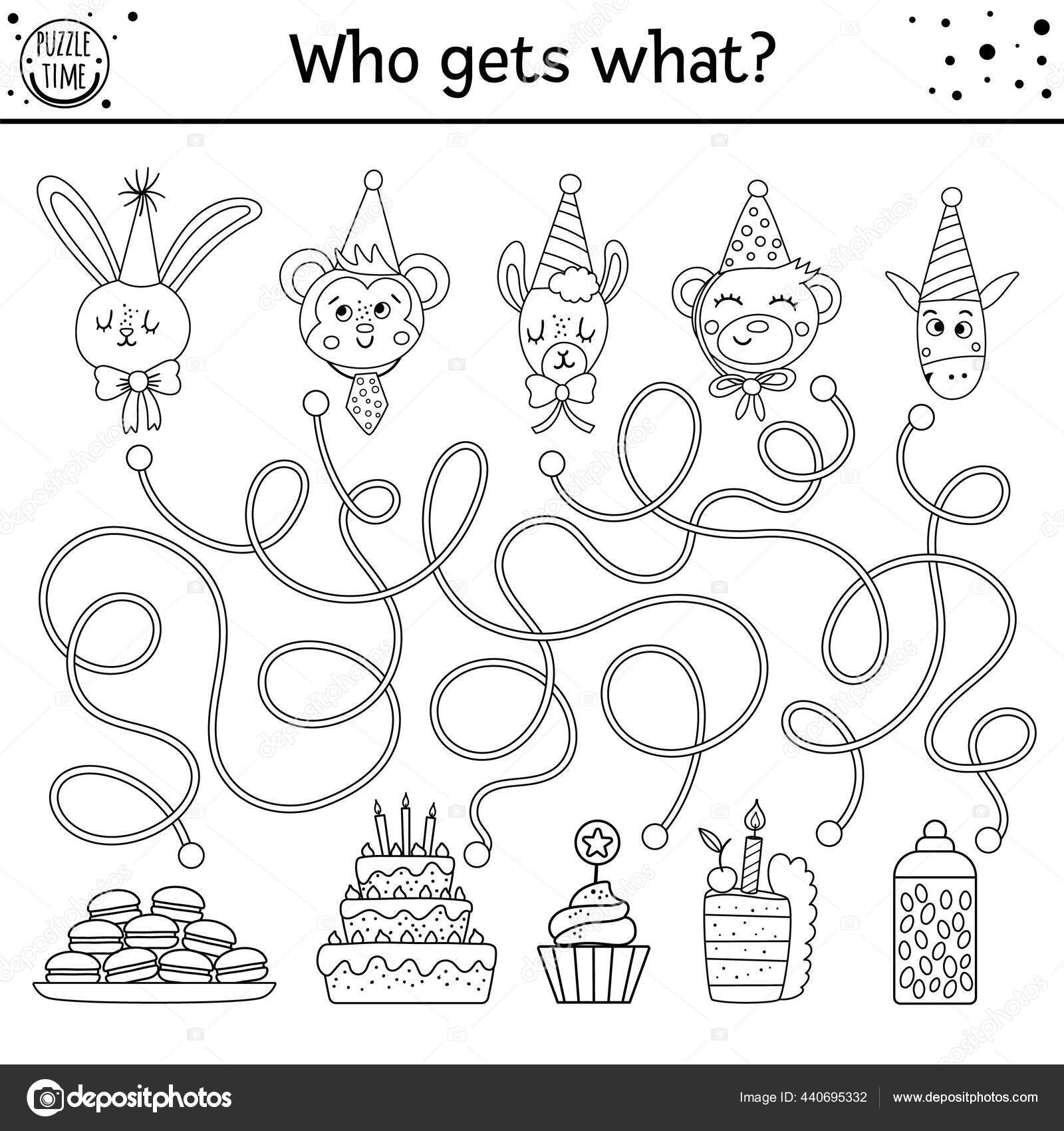 Birthday Black White Maze Children Holiday Preschool Printable Outline Educational Stock Vector By LexiClaus 440695332 Birthday Black White Maze Children Holiday Preschool Printable Outline Educational Stock Vector By LexiClaus 440695332