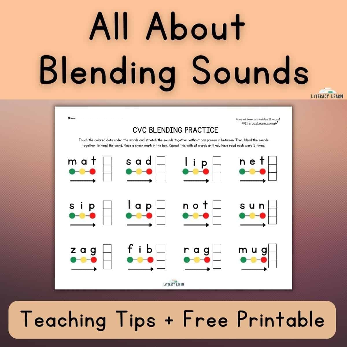 Blending Sounds Teaching Tips Free Printable Literacy Learn Blending Sounds Teaching Tips Free Printable Literacy Learn