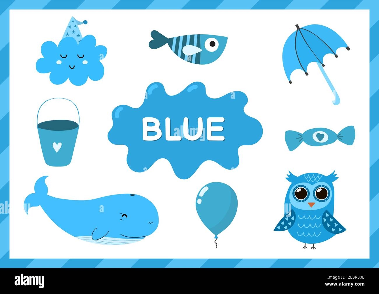 Blue Educational Worksheet For Kids Learning The Color Blue Set Stock Vector Image U0026 Art Alamy