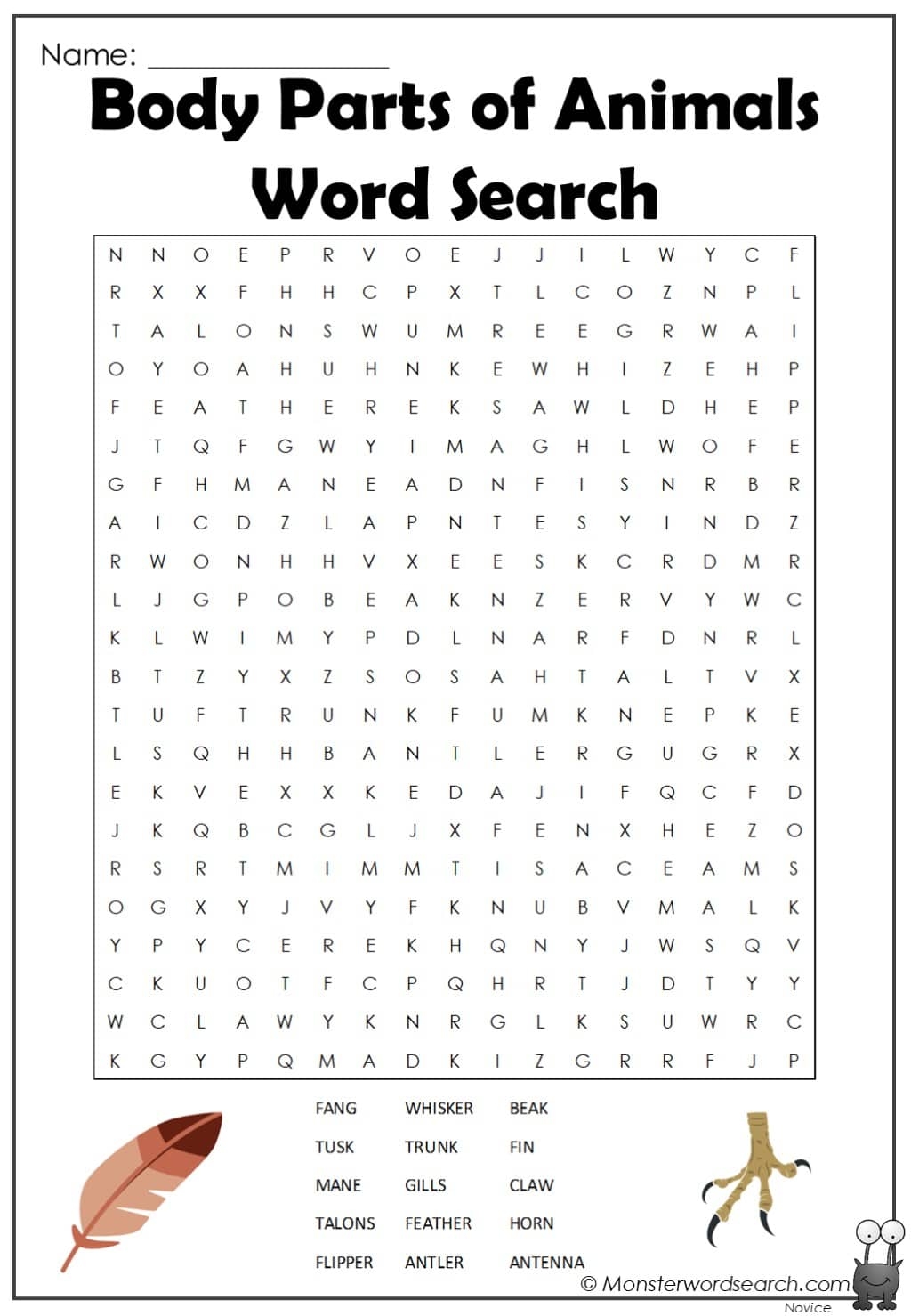 Animal Parts Worksheet Free Printable