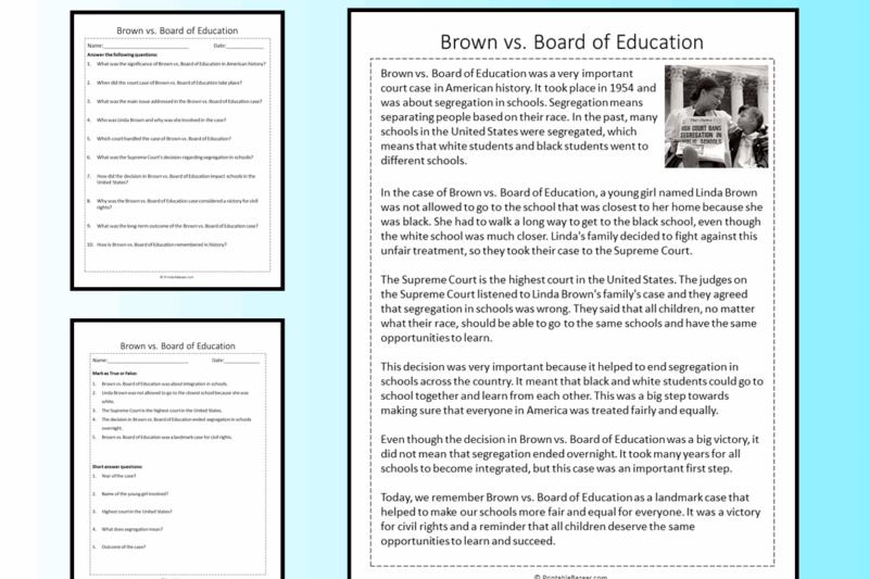 Ending Segregation Reading Comprehension Worksheets Pdf