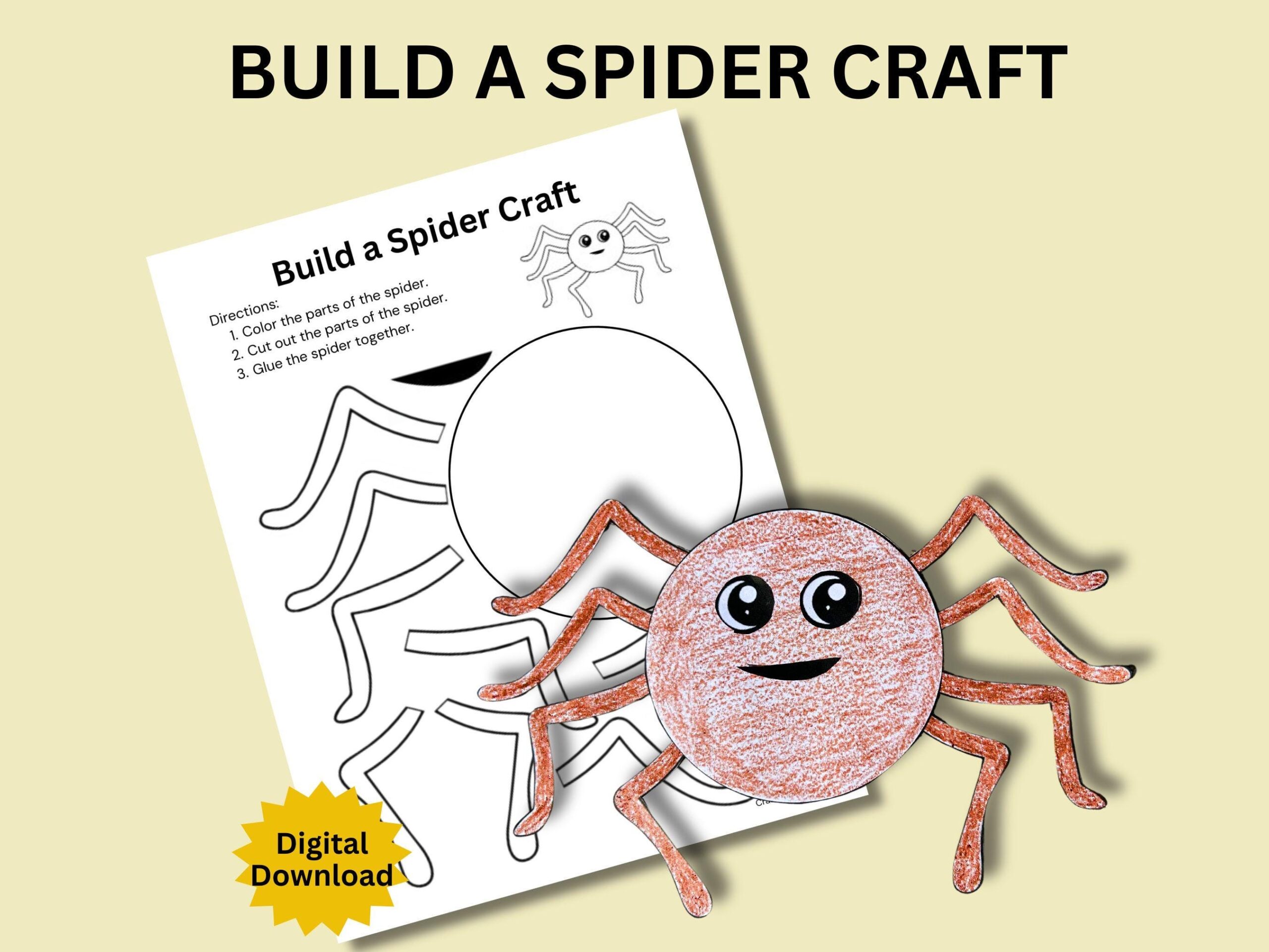 Build A Spider Craft Halloween Spider Printable Halloween Craft For Kids Halloween Activity Spider Activity Halloween Printable