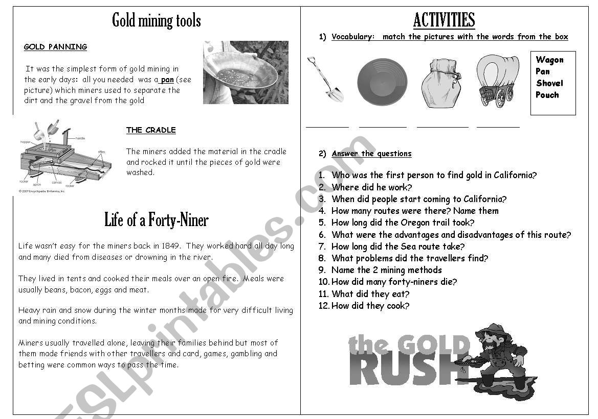 California Gold Rush Part 3 ESL Worksheet By Luz3180 California Gold Rush Part 3 ESL Worksheet By Luz3180