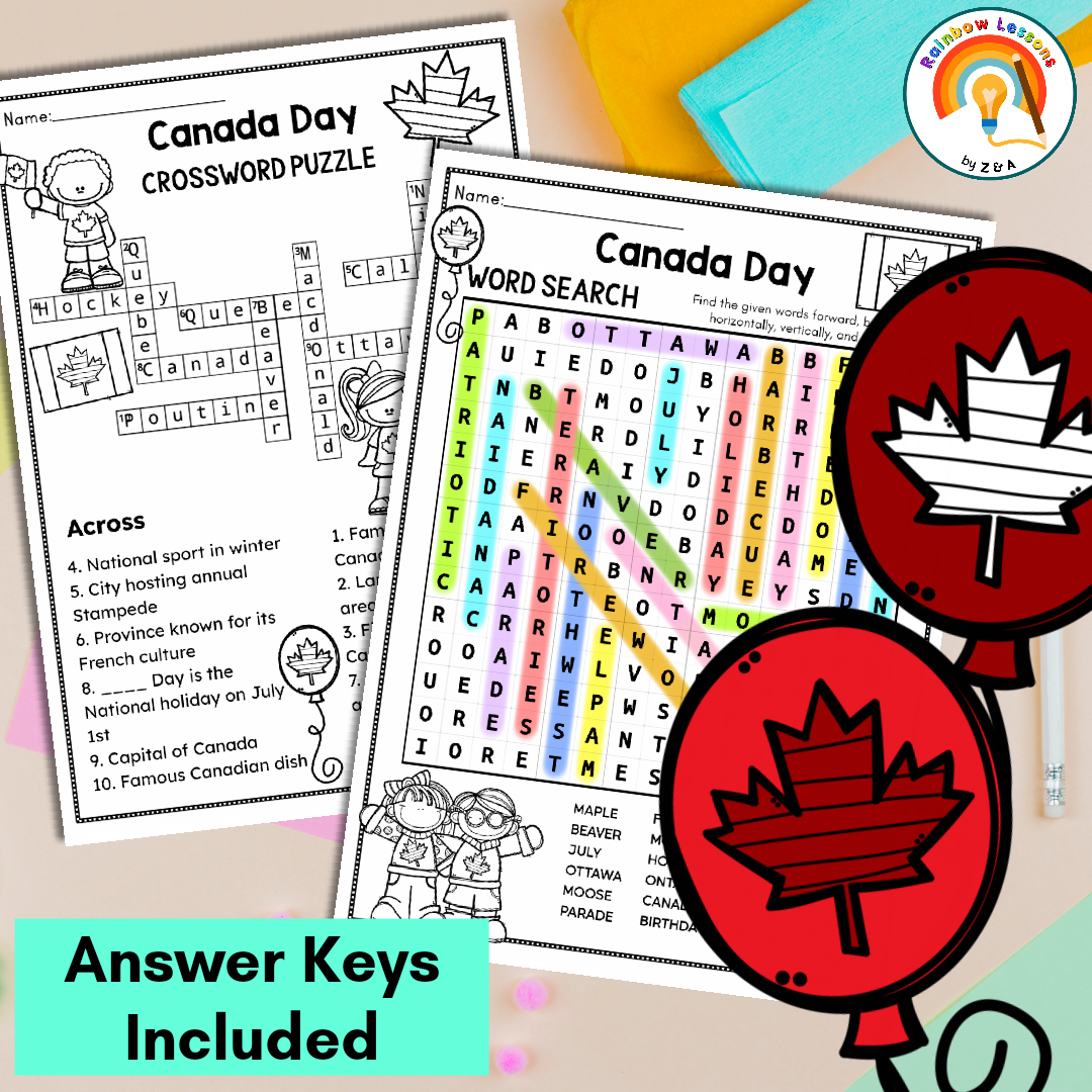 Free Printable Canada Day Worksheets