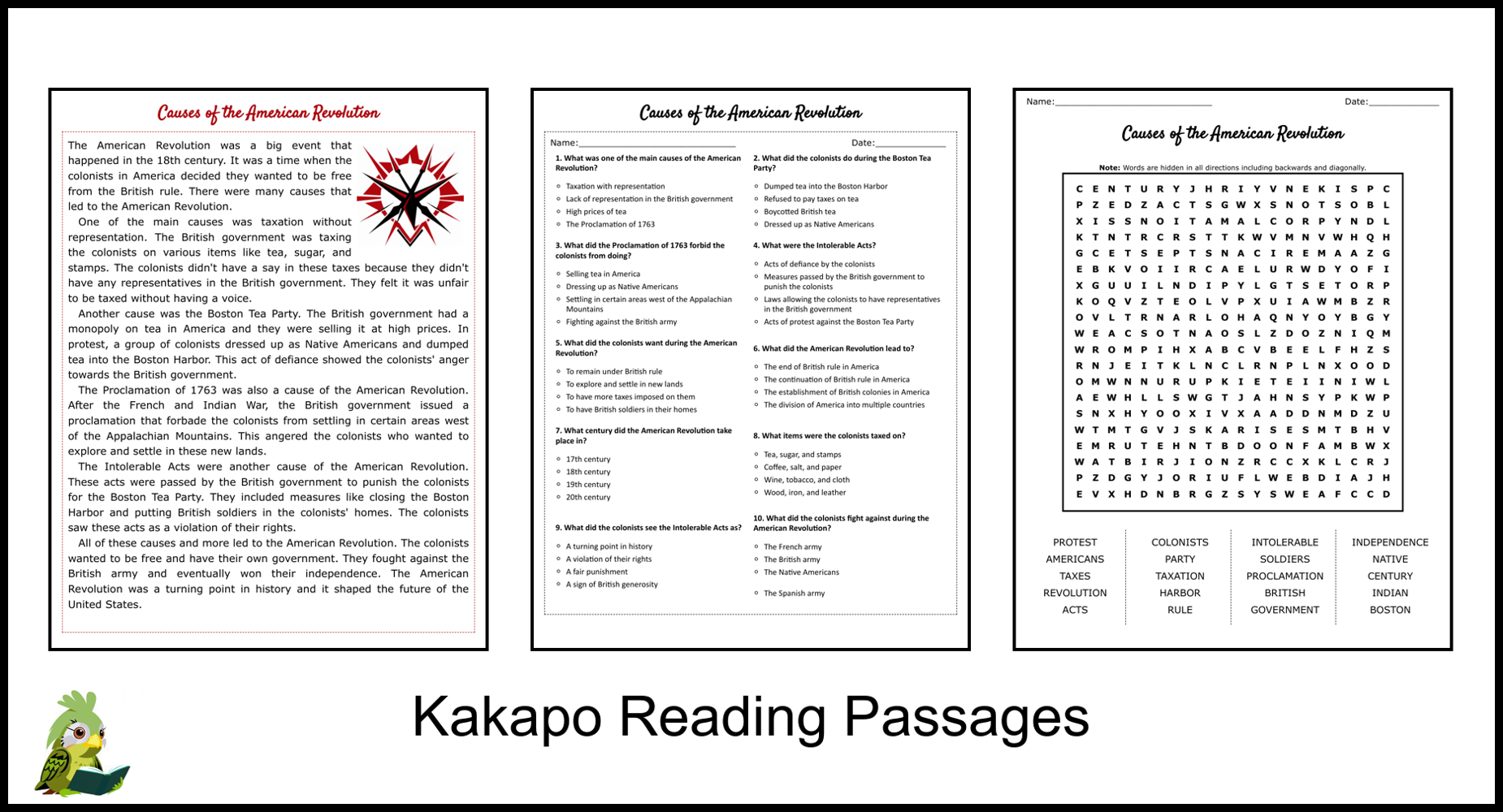 Free American Revolution Reading Comprehension Worksheets - Worksheets ...