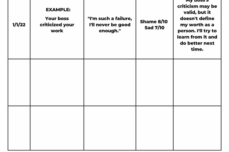 Free Printable Cbt Worksheets
