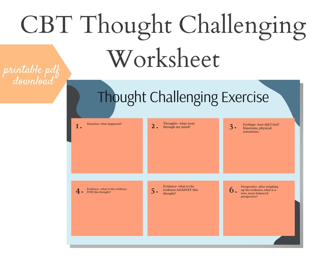 CBT Worksheets Printable instant Download Cognitive Behavioural Therapy Thought Challenging Worksheet CBT Worksheet Therapy Homework Etsy Australia